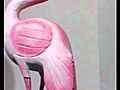 Rare vintage wood carved pink flamingo bird figure art