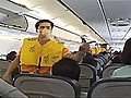 Male flight attendants do the &#039;Safety Dance&#039;