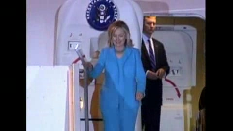 Clinton arrives in Athens,  Greece
