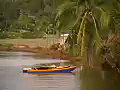 Royalty Free Stock Video SD Footage Static Shot of Boat and River Near Hanapepe Kauai,  Hawaii