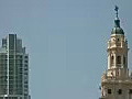 Royalty Free Stock Video HD Footage Freedom Tower and High Rise Condos and Office Buildings in Downtown Miami,  Florida