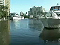 Royalty Free Stock Video HD Footage Boat Traffic and City Skyline on the New River in Downtown Ft. Lauderdale,  Florida