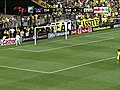 Husidic free kick goes over the bar