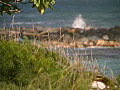 Royalty Free Stock Video SD Footage Rack Focus Shot of Waves and Coastline on Beach in Kauai,  Hawaii