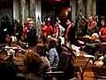 Wisconsin curbs unions rights.
