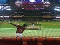 Romine takes batting practice