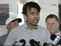 Louisiana Governor Bobby Jindal takes aerial tour of oil spill in Gulf of Mexico
