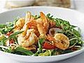 Roasted Pepper and Leek Salad with King Prawns and Quails Eggs
