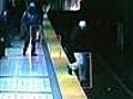 Man walks off platform into oncoming train’s path