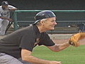 Bill Murray (barely) catches pitch
