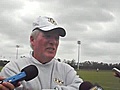 UCF coach George O’Leary talks about the Knights&#039; practice on April 7.