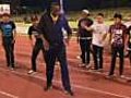 Usain Bolt does the robot