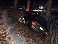 Trees Stop Car From Falling Into Creek