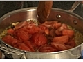 Italian Recipes - Adding the Chopped Tomatoes to Papa al Pomodoro