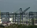 Royalty Free Stock Video HD Footage Large Port Cranes at the Port of Honolulu in Hawaii