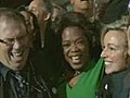 Oprah Winfrey celebrating Obama’s victory