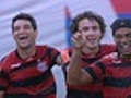 Gol do Flamengo! Após cruzamento de Galhardo,  Ronaldinho Gaúcho empata, aos 29 do 1º tempo