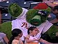 Raw Video: Phillie Phanatic injured by foul ball