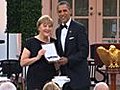 Merkel receives US presidential medal from Obama