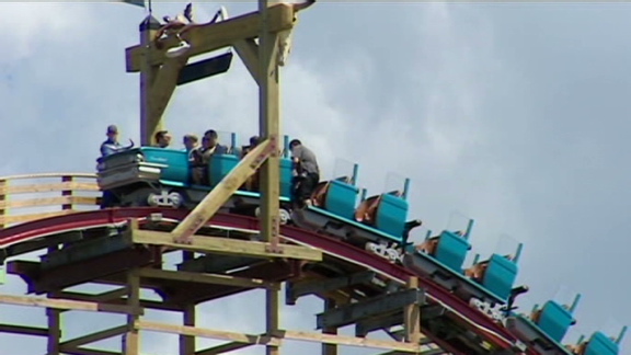 Riders stuck on roller coaster