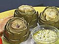Artichokes with Feta Garlic Dip