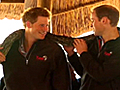 Prince William,  Harry, a python and a cheetah