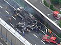 名神高速で事故、５台炎上し２人死亡　吹田ＪＣ近く