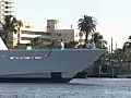 Royalty Free Stock Video HD Footage Luxury Yacht Maneuvers in Ft. Lauderdale,  Florida