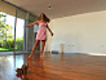 HD DOLLY: Young Woman Dancing In New Home