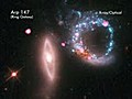 ARP 147 visto sotto le varie lunghezze d’onda: X,  Infrarosso, Ultravioletto e nell&#039;immagine composta