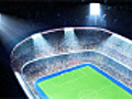 Lighted soccer stadium.