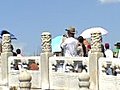 Chinese People Cross Bridge In Forbidden City,  Beijing. Stock Footage