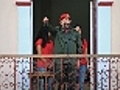 President Chavez speaks to supporters in Caracas
