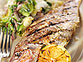 Grilled Whole Snapper with Escarole and Preserved Lemons