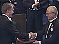 Jean-Marie Gustave Le Clézio receives his Nobel Peace Prize