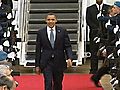 Raw Video: Obama’s Wet Arrival in Portugal