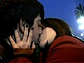 Chilean students kiss in protest