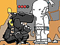 Albino Samurai Battles T-Rex in Super Scribblenauts