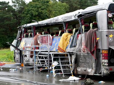 Raw Video: 12 Polish Tourists Die in Bus Crash