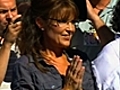 Palin arrives at Iowa movie premiere