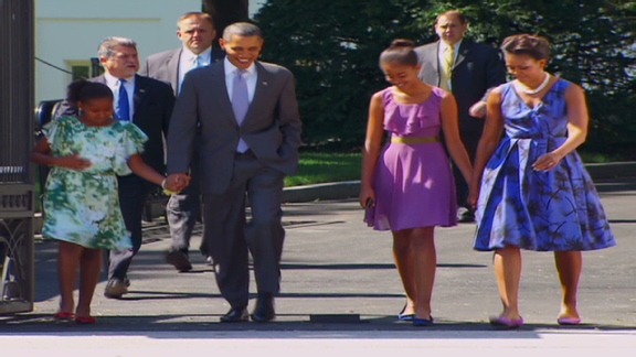 President Obama and family go to church