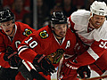 Blackhawks fall to Wings,  but still reach playoffs