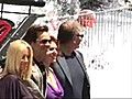 Jim Carrey and others arriving on the cart
