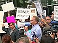 Protesters Argue For,  Against Weiner