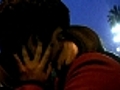 Chilean students kiss in protest