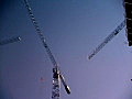 Royalty Free Stock Video SD Footage Three Tower Cranes Operating at a Construction Project in Ft. Lauderdale,  Florida