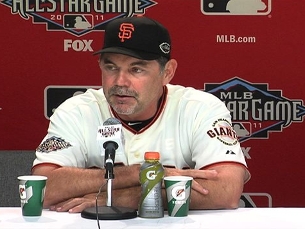 Bochy reacts after NL win