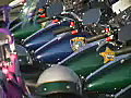 Royalty Free Stock Video SD Footage Zoom Out Out to a Line of Police Motorcycles at the Fun in the Sun Toy Run in Ft. Lauderdale,  Florida in 2003