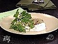 Braised artichokes with ricotta and herb salad